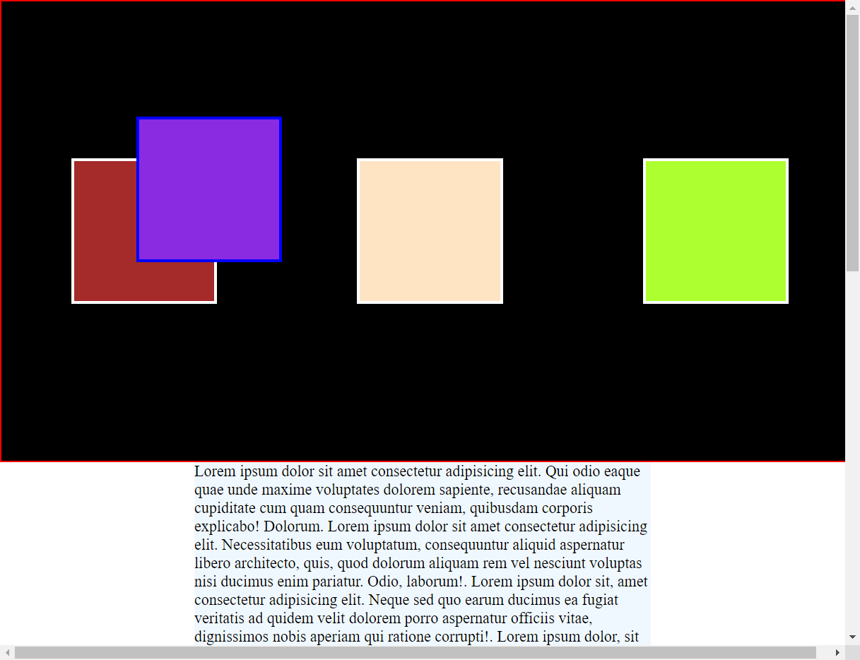 purple block absolute positioned