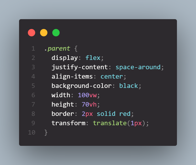 transform property on parent element